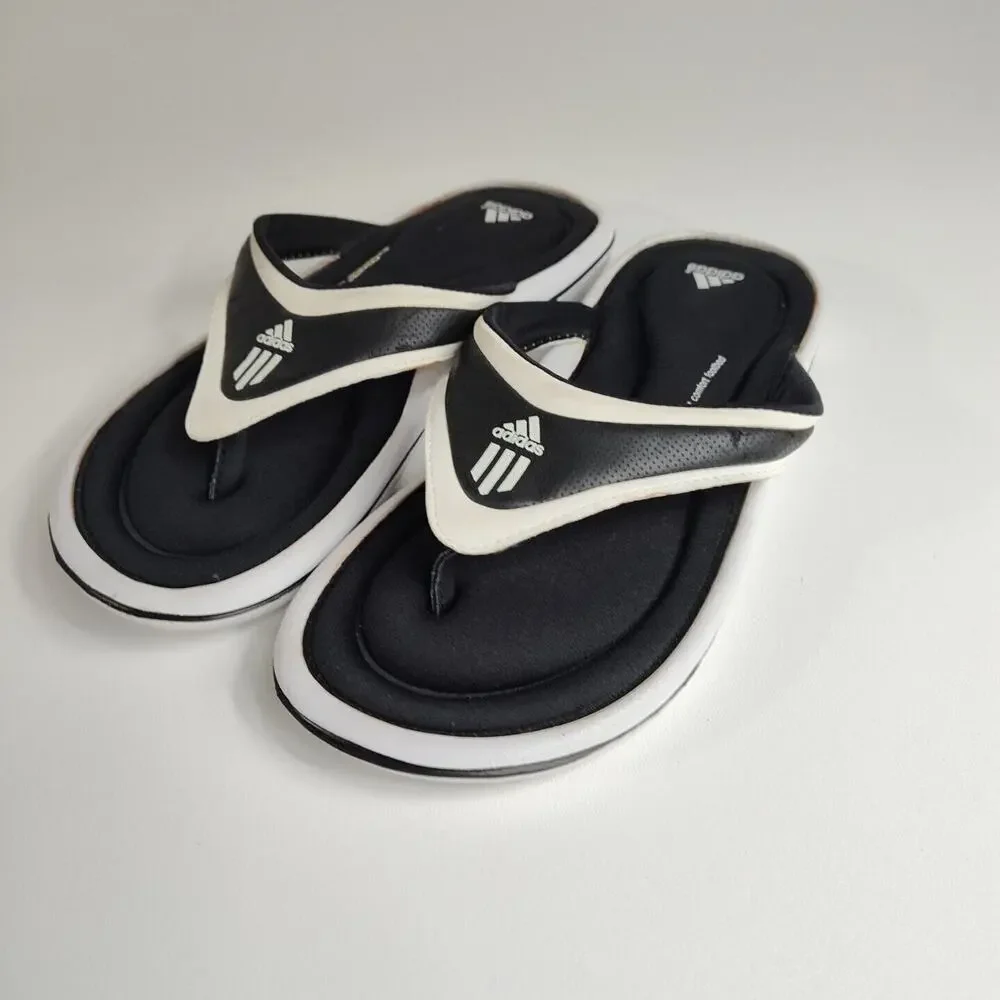 Adidas Womens Size 4 Fit Foam Soft Comfort Footbed Flip Flop Sandal Black/ White